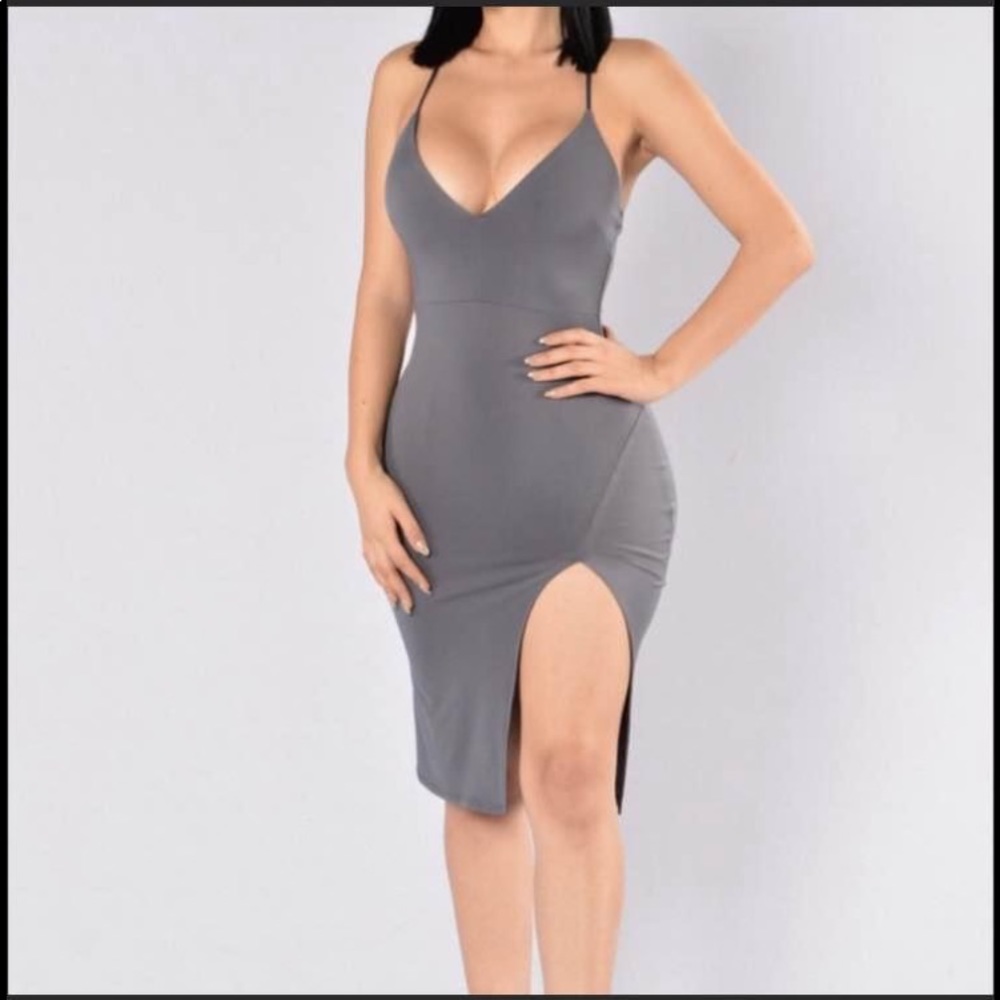 fashion nova silky slit dress - Picture 3 of 13
